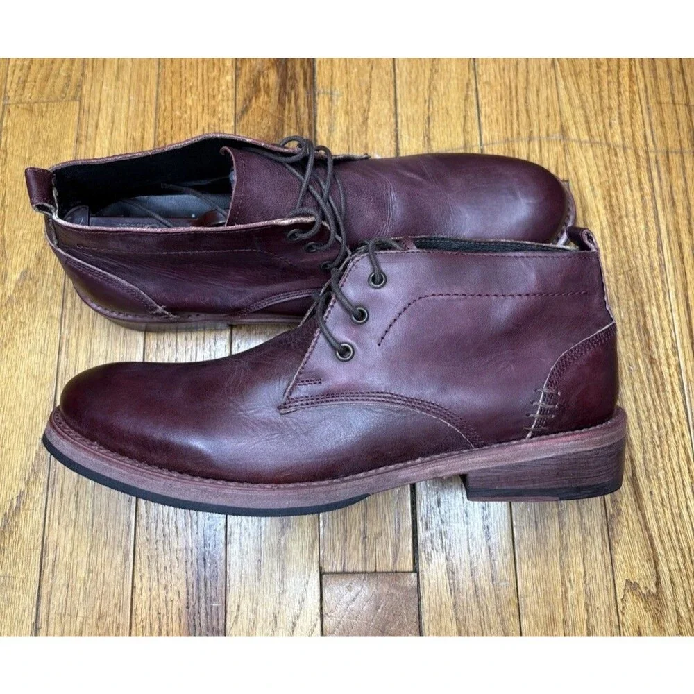Freebird McCoy Burgundy Wine Leather Western Ankle Boots Men's Size 11 EUC Box